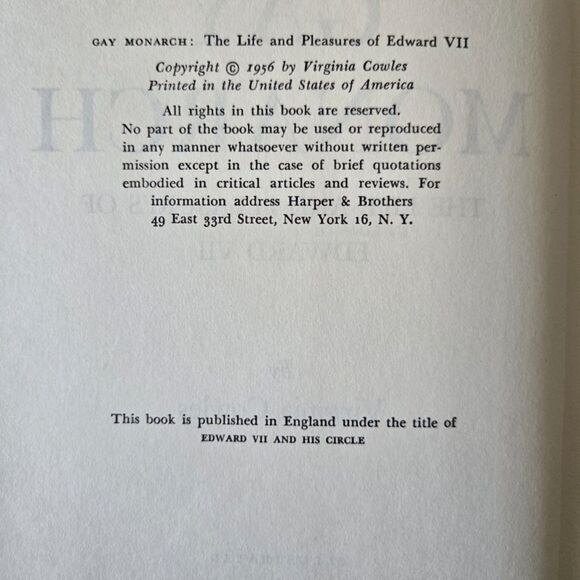 Gay Monarch The Life and Pleasures of Edward VII By Virginia Cowles; 1956 - Picture 3 of 7